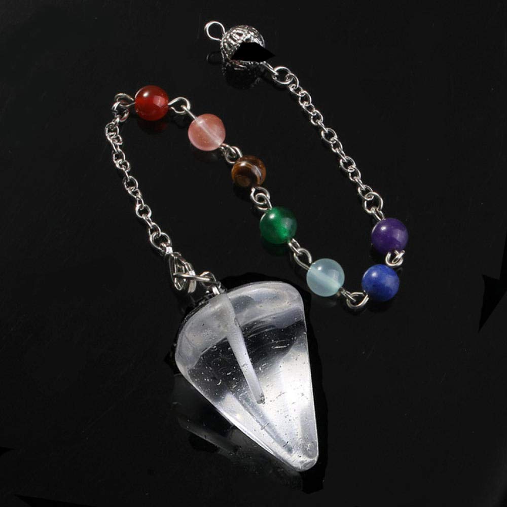 Natürlicher Kristall Sechseckiger Kegel Anhänger Pendel für Männer Frauen Rosa Quarz Lapis Opal Edelstein Schmuck-Klares Kristall Chakra