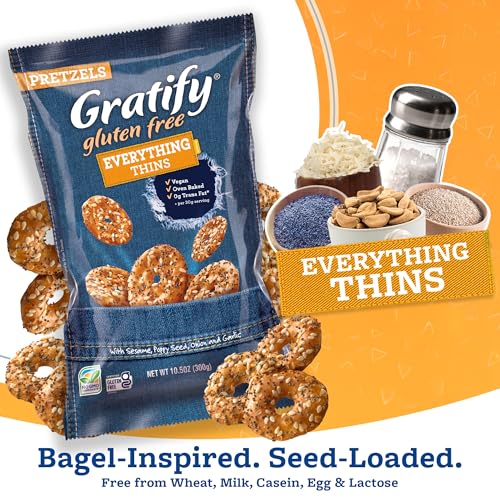Image of Osem Gratify Gluten Free Everything Thins, Pretzel Crisps - 10.5 Oz Bag