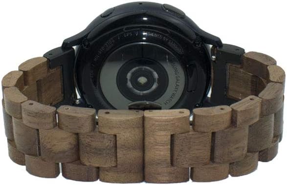 Wood Watchband 20mm for Samsung Galaxy Watch Active/Active 2, 40/42/44mm Wooden Stainless Steel Watch Band Quick Release Strap Replacement Bracelet Wristband