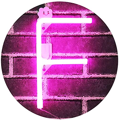 SATYAM KRAFT 1 Piece Pink Marquee Alphabet Shaped Neon Led Light - Decorative Letter Lamp for Valentine’s Day, Bedroom, Wedding, Birthday, Home Decor, Romantic Gift Night and Wall Lamp (F)