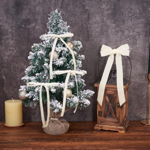 Image of QIANF Beige Velvet Ribbon 3 /8 Inch for Gift Wrapping Christmas Tree Bows
