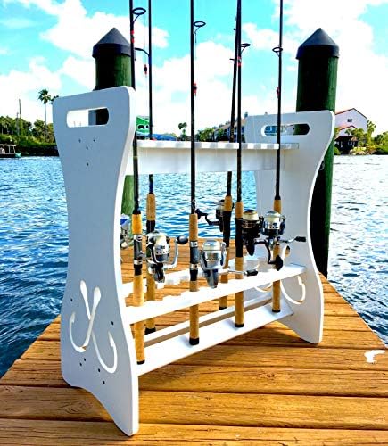 StoreYourBoard Fishing Rod Storage Rack, Holds 24 Fishing Rods and Reels, Weatherproof, Indoor and Outdoor Storage Stand