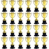 24 Pcs Mini Trophies, 4 Inch Plastic Trophies for Kids, Gold Trophy Award, Participation Trophys Cup, Bulk Trophys for Party Favors, Sports Rewards, Winning Prizes, Competitions, 2026 World Cup (24)