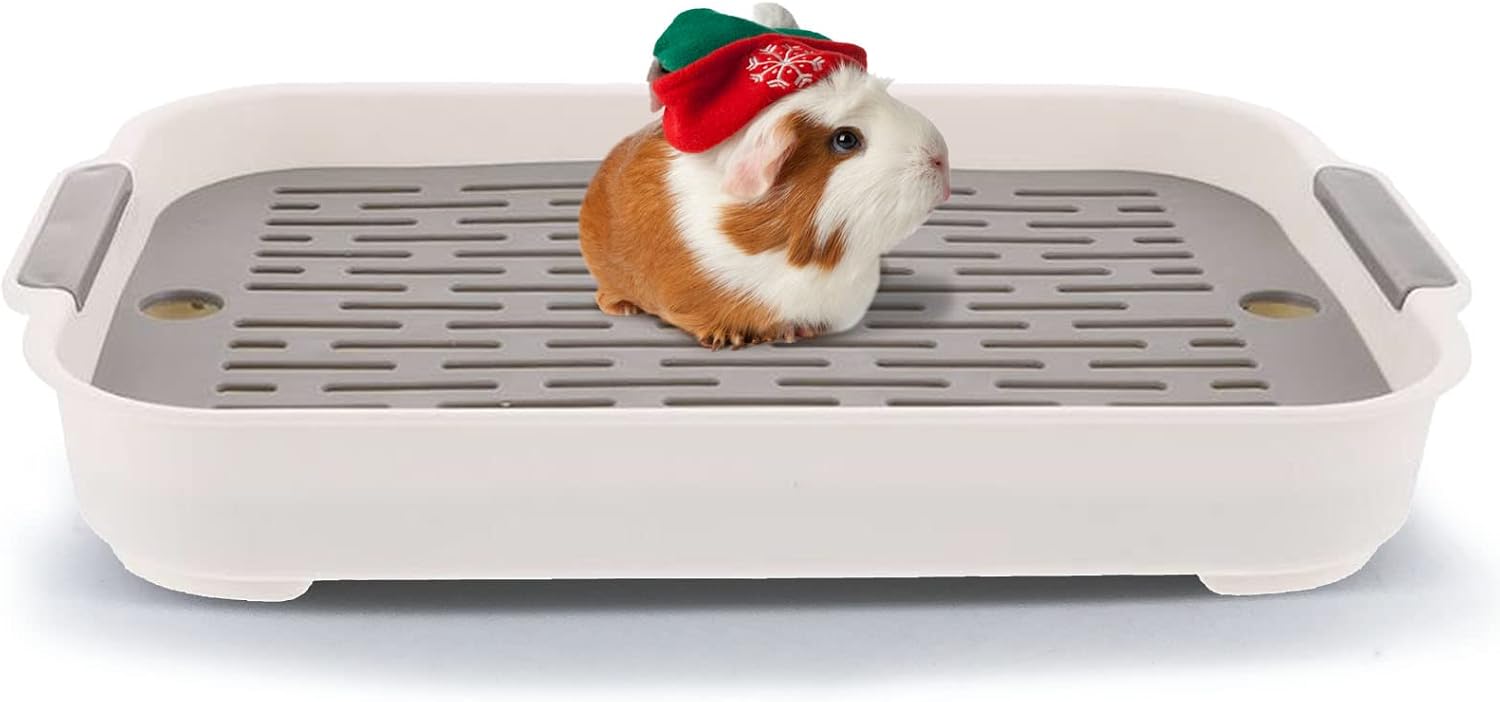 kathson Rabbit Litter Box Guinea Pig Training Litter Box Pet Toilet Potty Tray Small Animals Small Corner Litter Pan for Bunny Hamster…