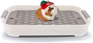 kathson Rabbit Litter Box Guinea Pig Training Litter Box Pet Toilet Potty Tray Small Animals Small Corner Litter Pan for Bunny Hamster Ferret Chinchilla Hedgehog（Writer） White
