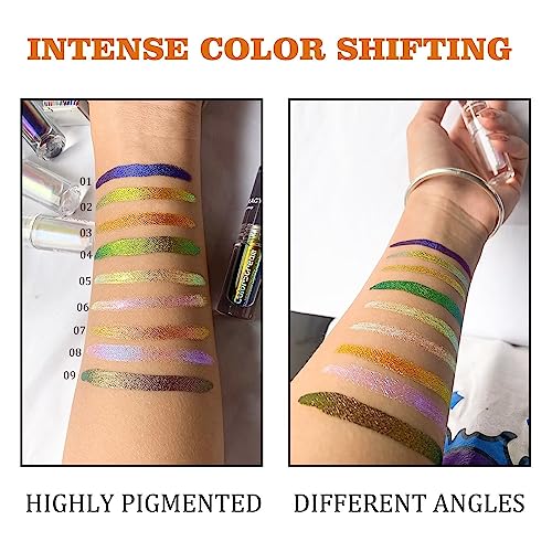 Charmacy Liquid Chameleon Eyeshadow, Multi-Dimensional Eye Looks, Highly Pigment, Long-Lasting With No Crease, Multichrome Eyeshadow Liquid Metallic Eye Makeup, 1.6G (#07) #TOP3