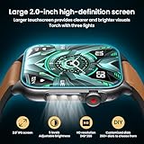 Smartwatch for Men Fitness Watch - 2.0" Bluetooth Call Smart Watch with Heart Rate Blood Pressure SpO2 Sleep Monitor 110+ Sports Modes LED Flashlight IP67 Waterproof Sports Tracker for Android iOS - Image 3