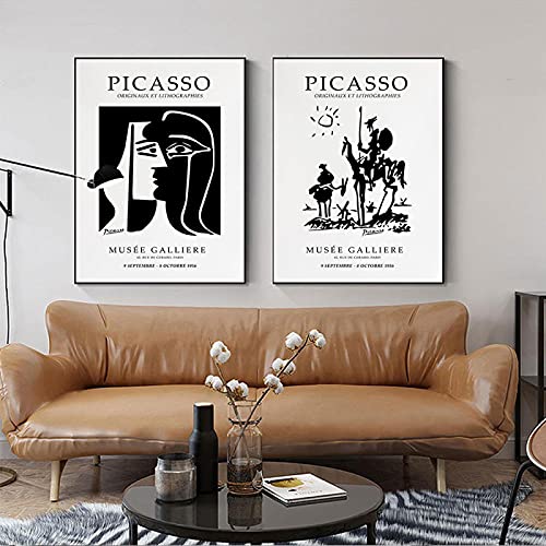 Art abstrait impression moderne affiche Picasso noir blanc de salon