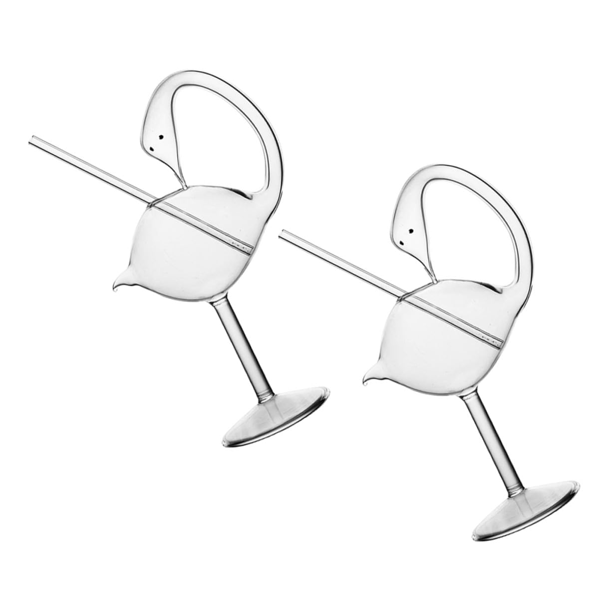 NUOBESTY 2 Copas de Cóctel de Vidrio en Forma de Cisne para Uso Diario, Capacidad de 178ml y Diseño Cómodo para Beber