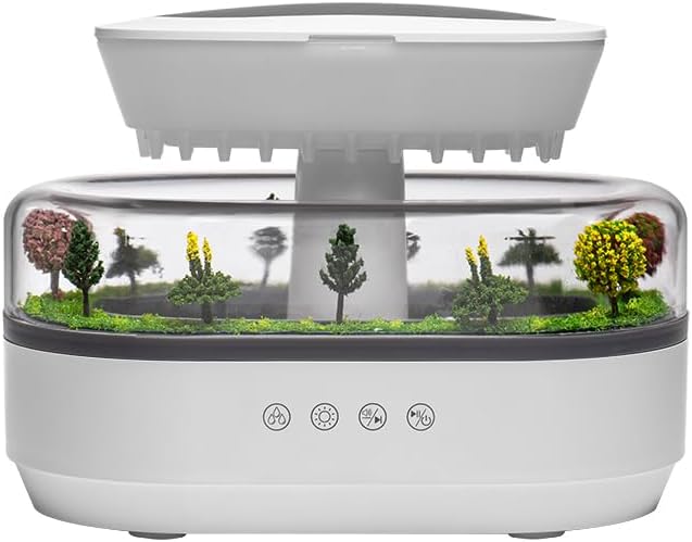 Miniatura 7 de Upgrade Raindrop Humidifier Essential Oil Diffuser with Natural White Noise and Landscape Design，7 Led Colors Change Desktop Diffuser for Home