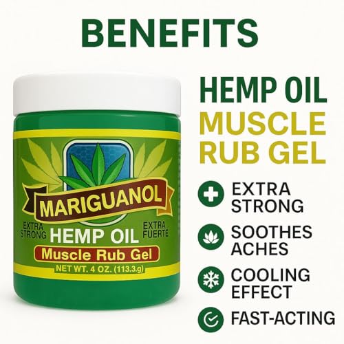 Image of Extra Strong Muscle Rub Gel with Hemp Oil, Menthol & Camphor - Cooling, Fast-Absorbing Topical Gel for Post-Workout Active Lifestyles - Net Wt. (4 Ounce (Pack of 1))