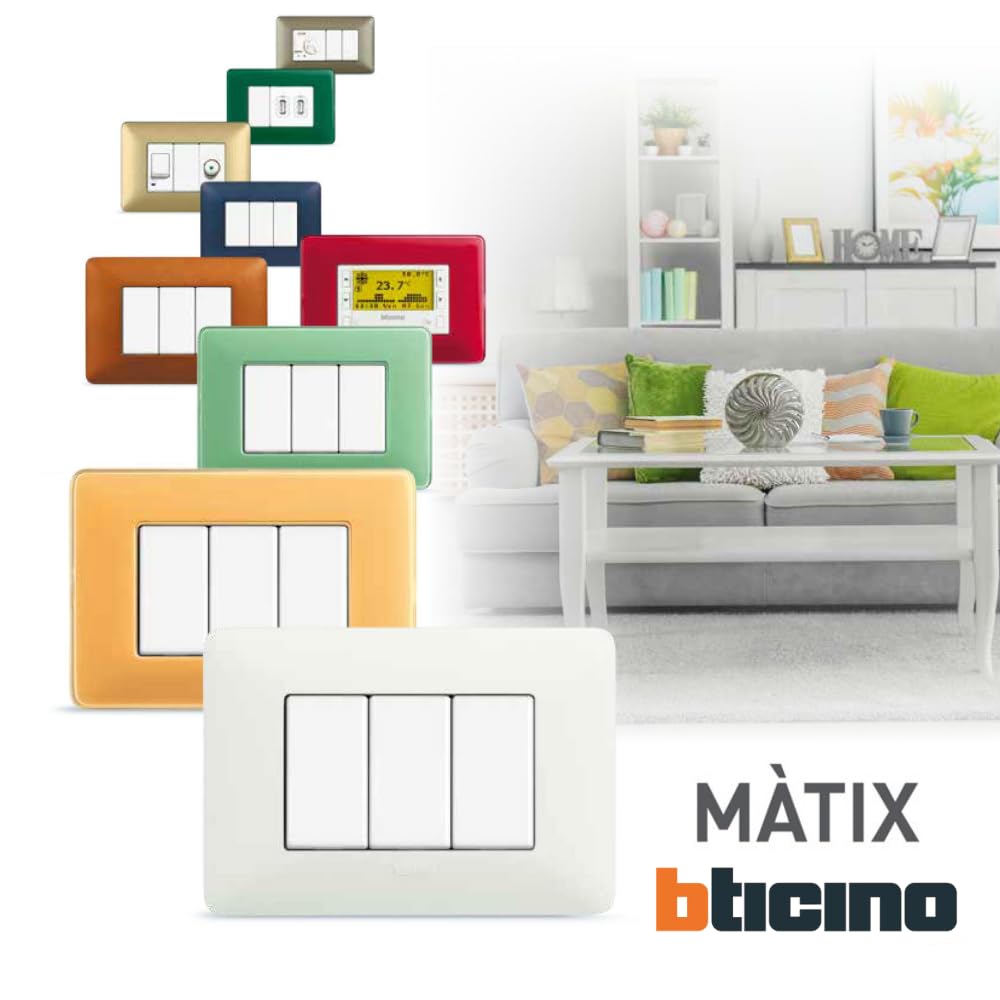 Matix Placca 3 Posti Tecnopolimero Bianco AM4803BBN Pezzi 25 Marca Bticino