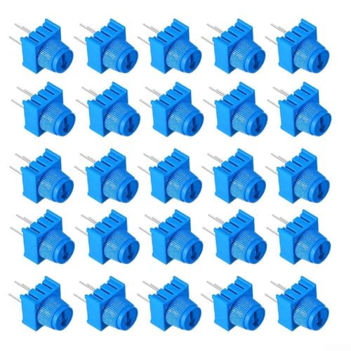 20-Pack Trim Potentiometer Kit with Blue Knobs, 1K 10K 50K 100K Ohm Variable Resistors, 270 Degree Rotation for Arduino Robotics Industrial Control Projects(1K10K50K100K)