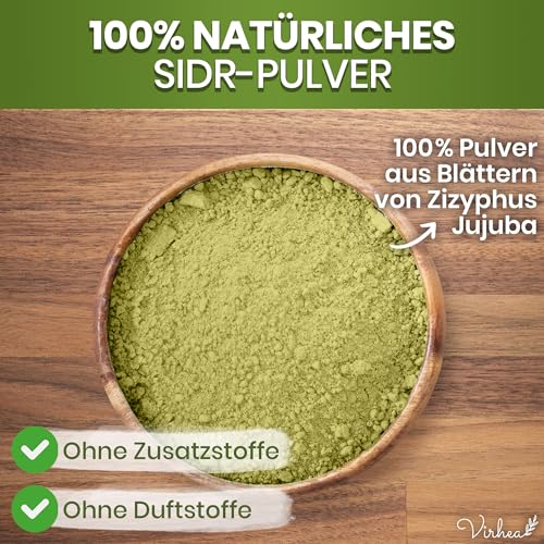VIRHEA Sidr Pulver 250 g – natürliches Jujubeerpulver für Haar und Gesicht – Qasil Ayurvedisch feuchtigkeitsspendend und Volumenmittel – Haarpflege und Maske für Wachstum und Volumen
