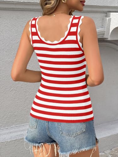 Image of Saodimallsu Womens Ribbed Knit Tank Top Summer Sleeveless Square Neck Casual Basic Slimming Sweater Vest Tops