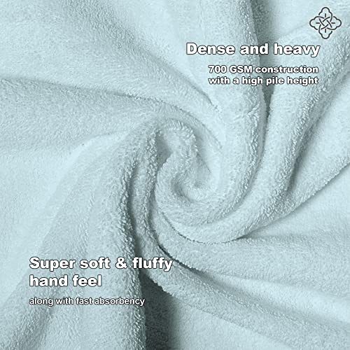 Bioweaves 100% Organic Cotton 700 Gsm Plush 6-Piece Towel Set Gots Certified, 2 Bath Towels, 2 Hand Towels & 2 Washcloths - Seafoam #TOP1