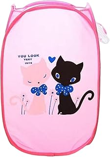 Folding Laundry Basket Hamper Cartoon Pop Up Open Mesh Laundry Dirty Sor...