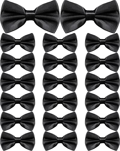 Image of Hercicy 20 Pieces Bow Ties for Men, Formal Satin Solid Tuxedo Adjustable Length Pre Tied Bow Ties for Wedding Celebration
