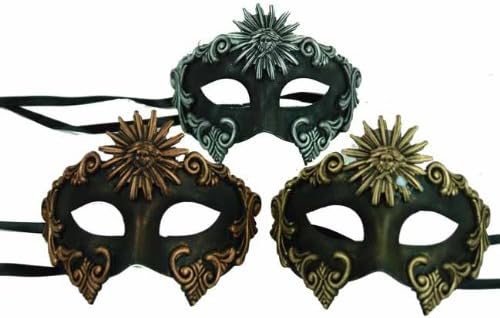 Classic Vintage Venetian Ancient Egyptian Inspired Masks Design Laser Cut Masquerade Mask for Mardi Gras Events or Halloween - 3pc Combo Set - Bronze, Silver & Gold