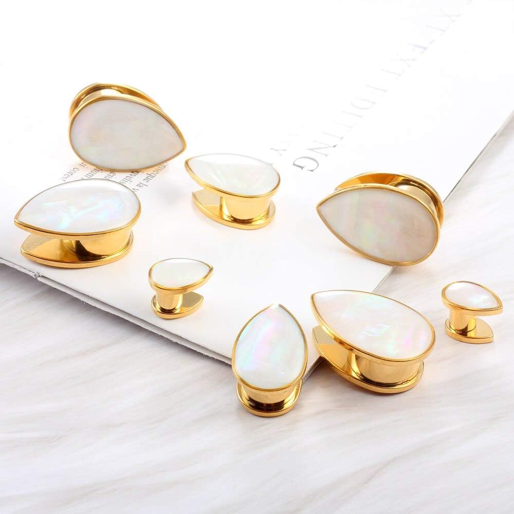 Casvort 2 PCS 6mm-25mm Hypoallergenic 316 Stainless Steel Elegant Wedding Ear Plugs Tunnels Helix Piercing Jewelry Shell Conch Ear Gauges Stretchers
