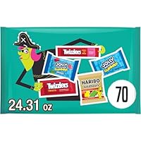 HARIBO, JOLLY RANCHER and TWIZZLERS Assorted Fruit Flavored, Halloween Candy Bag, 24.31 oz (70 Pieces)
