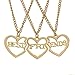 Elegant Rose 3 Pcs Best Friends Forever BFF Ensemble de Pendentif à clés en Argent et Coeur Ensemble Accessoires pour amitié