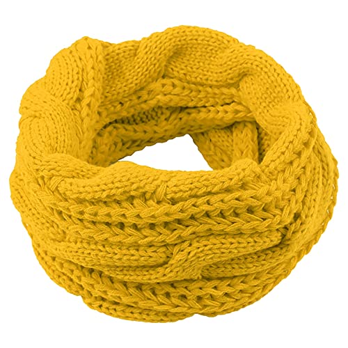 POLG Women Winter Ribbed Circle Loop Scarf Knit Infinity Chunky Cable Knit Scarf Thick Neck Warmer for Women (Yellow, One Size)