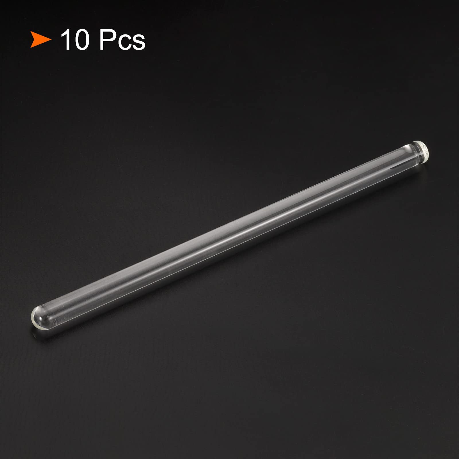 sourcing map 3.3 Borosilicato Vidrio Palo 7.87" Longitud 10mm Diámetro Agitar Varilla Mezcla Herramientas con Ambos Extremos Redondo para Laboratorio Cocina Ciencia 10uds