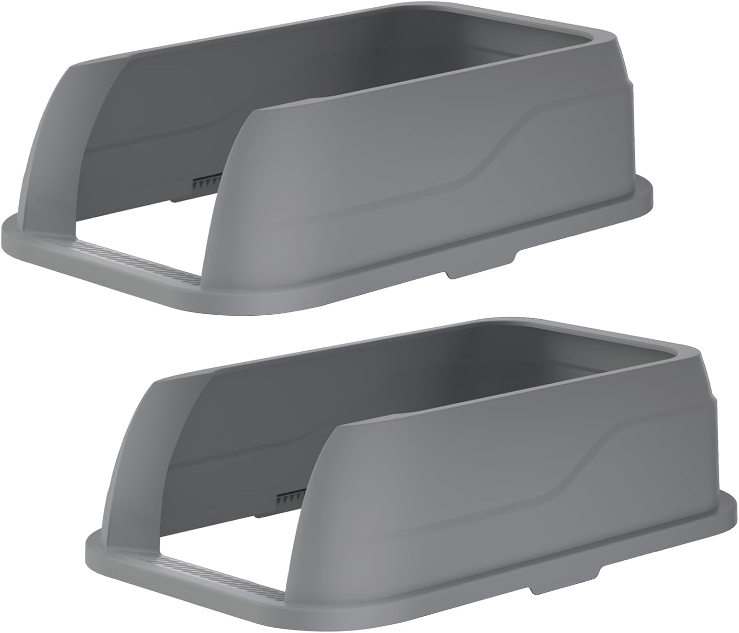2 Pack High Wall Lids for Large Stainless Steel Cat Litter Pan Trays - High-Sided Plastic Guards Enclosures for Metal Litter Boxs - Fits 23.6"(L) x 15.7" (W) Stainless Steel Pan Gray