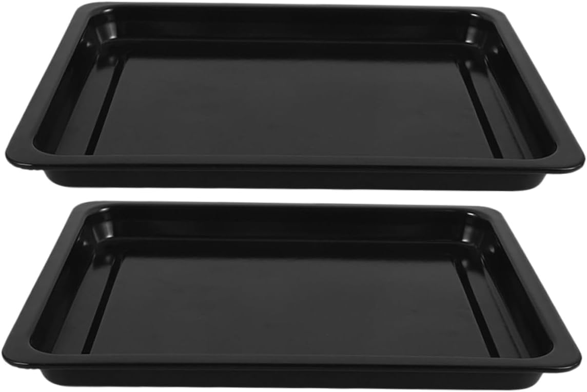 Amosfun 2pcs Enamel Pan Set Commercial Baking Trays for Oven Cookie Pan Baking Dish High Heat Resistance Easy to Clean