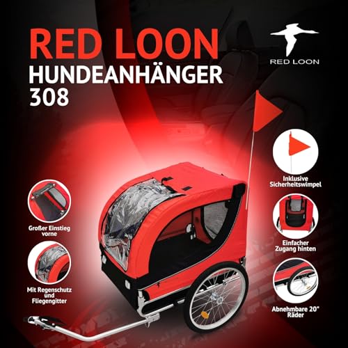 Hundeanhänger für Fahrrad - Fahrradanhänger für Hunde - Radanhänger - Hundefahrradanhänger e-Bike - rot bis 40kg