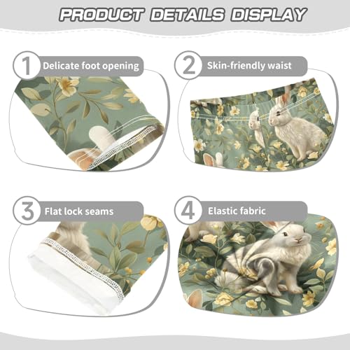 Flower White Rabbit Z Girls Leggings Athletic Pants Tights Stretch Bottom3