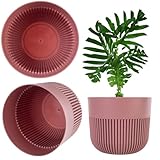 KADAX Blumentopf Ø 13 cm, Blumenübertopf mit gerillter Struktur für Innen- und Außenbereich, Pflanzentopf aus Kunststoff, Übertopf für Zimmerpflanzen (Rosa)