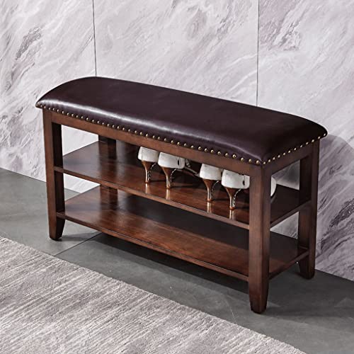 Banc à chaussures intérieur polyvalent avec double-couche de rangement