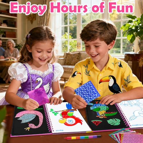 Image of FUNNYB&G Mess-Free Foil Art Craft for Girls Ages 4-10, Kids Birthday Gift