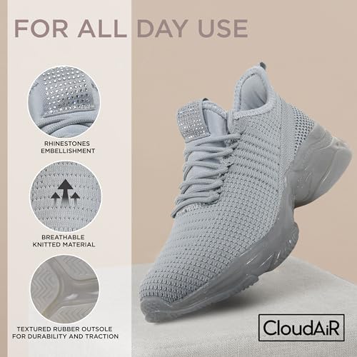 Image of CLOUDAIR Vesta Women's Sneakers: Casual Running, Walking Arch Support Shoes, Lightweight Slip-On Sock Design, Non-Slip Work Shoes for Women, Comfortable Air Cushioned Platform Sneakers