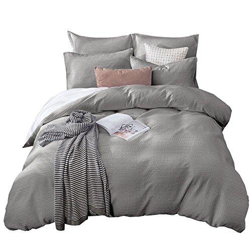 Merryfeel Cotton Duvet Cover Set,100% Sand Washed Cotton Waffle Weave Duvet Cover Set - King #TOP4