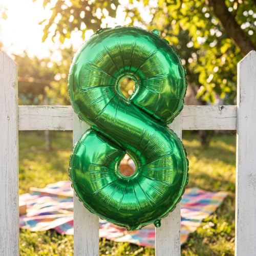 Image of YPSelected 32 Inch Large Foil Helium Number Balloon Birthday Wedding Party 0-9 (Green, 8)
