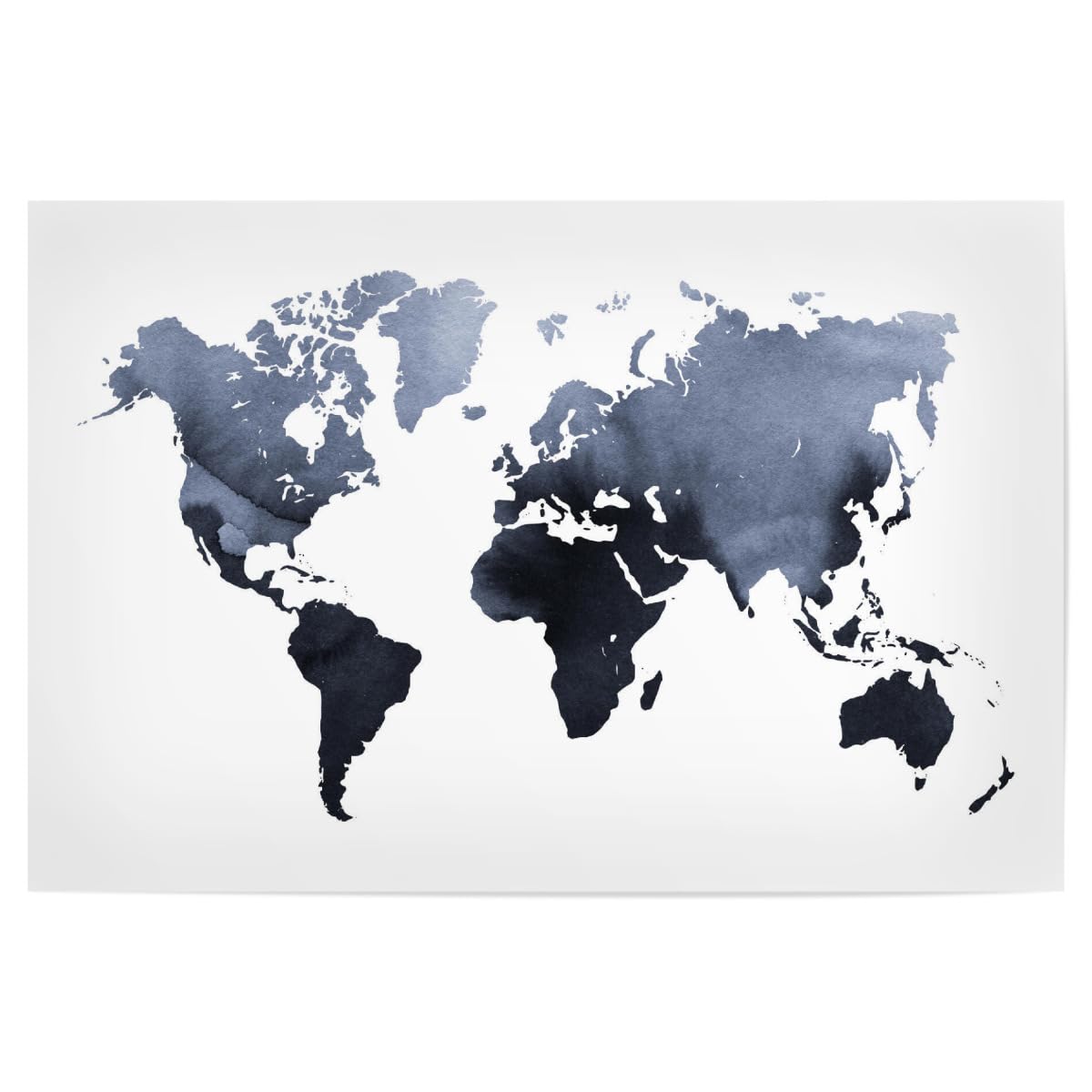 artboxONE Poster 150x100 cm Natur Weltkarte - Indigo Blau hochwertiger Design Kunstdruck - Bild weltkarte atlas azur