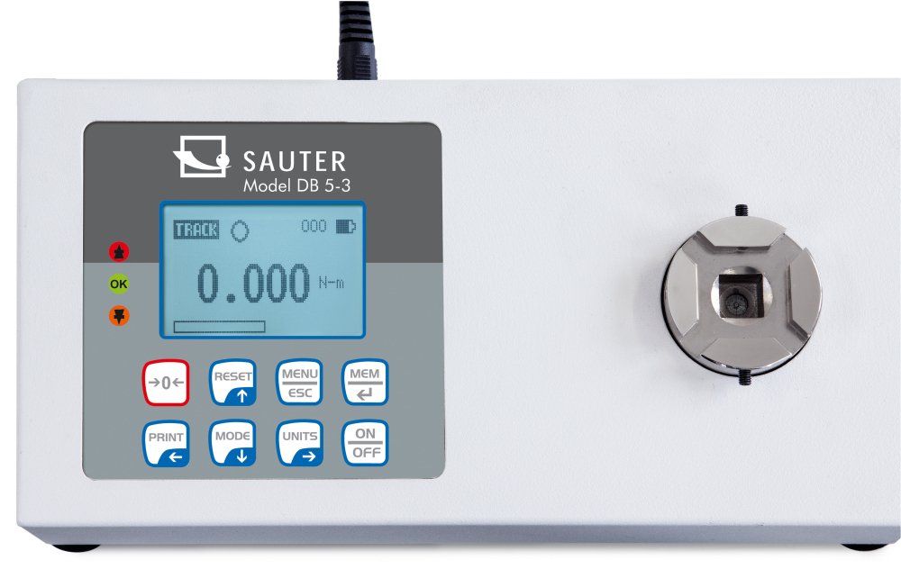 Sauter DB 5-3 - Medidor de torque, Cómoda comprobación del momento par de herramientas, Campo de medición [Max]: 5 Nm, Lectura [d]: 0,001 Nm, Soporte de herramientas: 20 mm & 3/8", Ø objeto en ensayo: