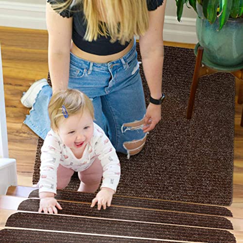 Seloom Stair Treads Carpet Non-Slip With Non Skid Rubber Backing Specialized For Indoor Wooden Steps, Washable Step Rugs Perfect For Dogs(Brown, 15-Pack, 8 X 30 In+1Pc24X 36 In+1Pc36X 36 In) #TOP21
