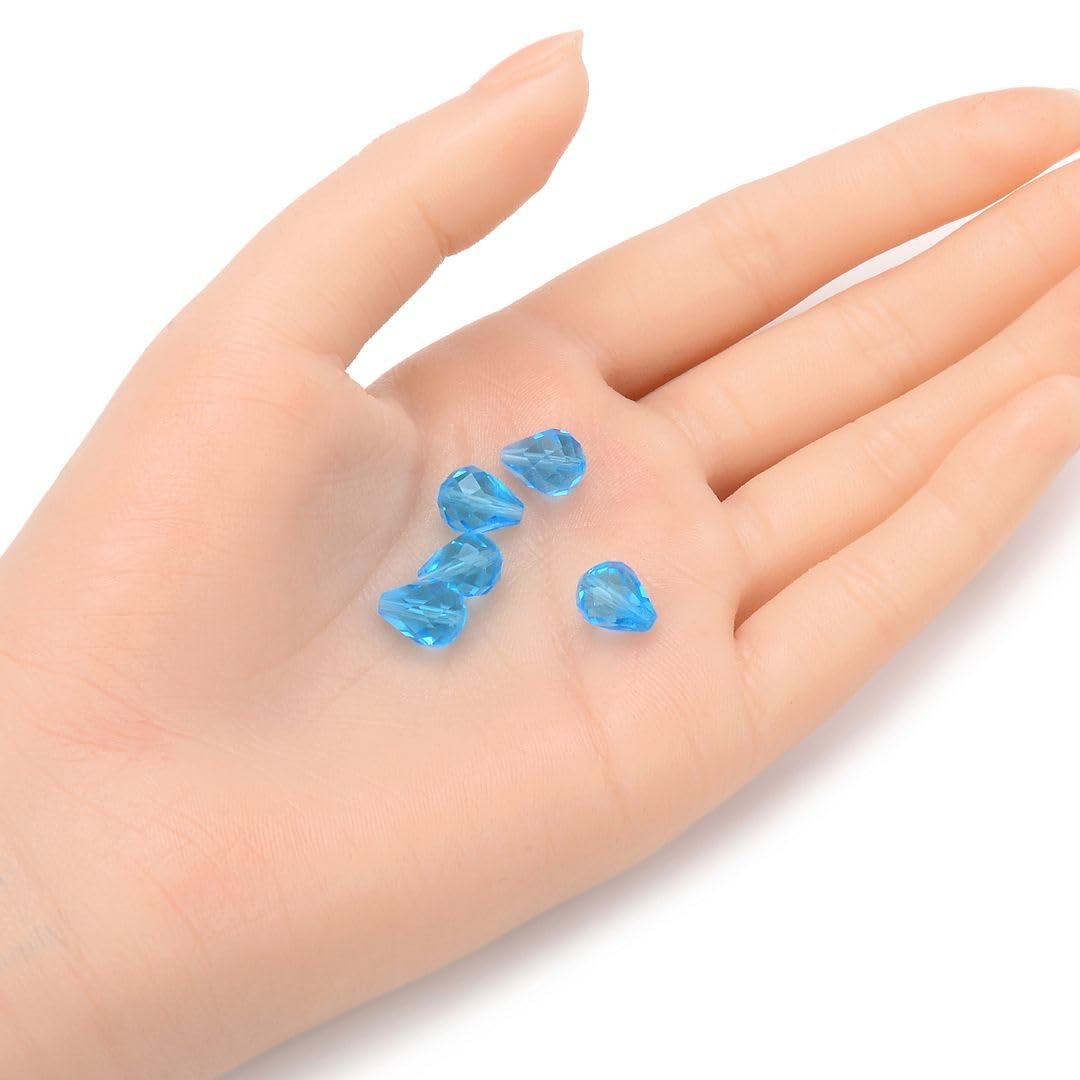 100 cuentas de cristal de lágrima austriaca Adabele de 10 x 8 mm, color azul aguamarina compatible con 5500 cristales Swarovski Preciosa SST-1010