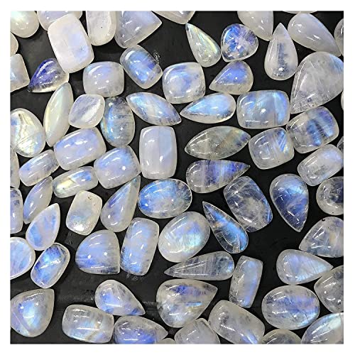 Gemkora 90+ Cts Natural Rainbow Moonstone Gemstone Wholesale Cabochons Lot, Jewelry Making Loose Gemstone, Polished Decor, Diy, Wire Wrapping, Reiki, Wikka, Healing Crystals, Bulk Gemstone (4 To 5Pcs) #TOP3