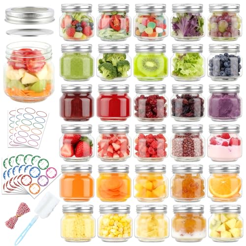 Comrzor 30 Pack Mason Jars 8 oz with Regular Lids and Bands, Small Mason Jars, Half Pint Canning Jars for Jelly Jam Honey DIY Crafts
