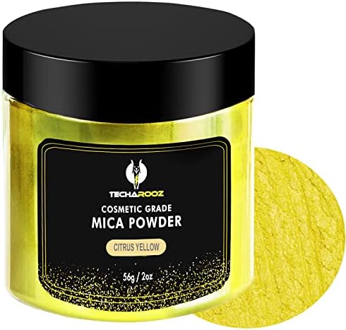 Citrus Yellow Mica Powder for Epoxy Resin 56g / 2oz. Jar - Techarooz 2 Tone Resin Dye Color Pigment Powder for Lip Gloss, Nails, Colorant for Slime Bath Bombs Soap Making & Polymer Clay