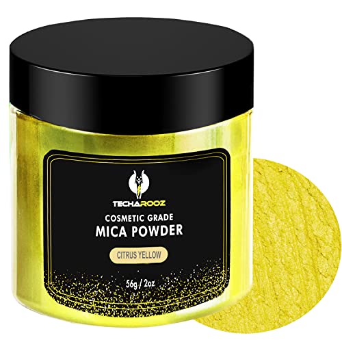 Citrus Yellow Mica Powder For Epoxy Resin 56G / 2Oz. Jar - Techarooz 2 Tone Resin Dye Color Pigment Powder For Lip Gloss, Nails, Colorant For Slime Bath Bombs Soap Making & Polymer Clay #TOP11