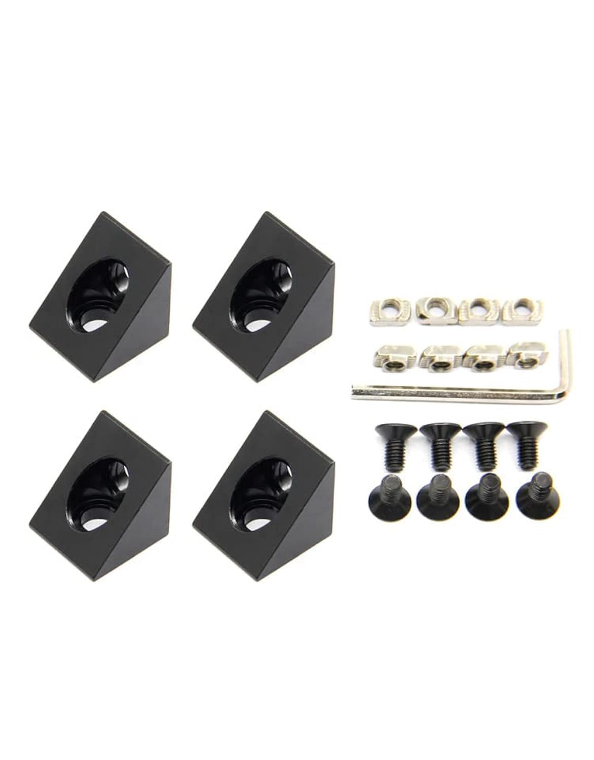 Befenybay Black 4Pcs Angle Sharp Corner Bracket Connector For 6Mm Slot Aluminum Extrusion Profile 2020 Series (Angle Corner)