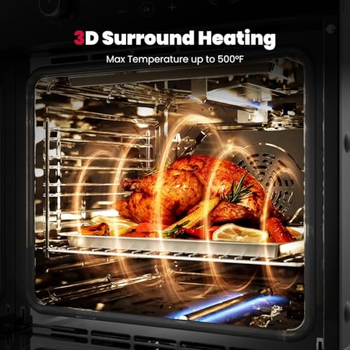 Image of GASLAND 24 Inch Gas Wall Oven, 2.12 Cu. Ft., Convection, Digital Timer | Natural Gas Operation,Bake, Broil, ETL Certified for Safety, Digital Timer, 120V Plug, Easy-Clean Interior, Black