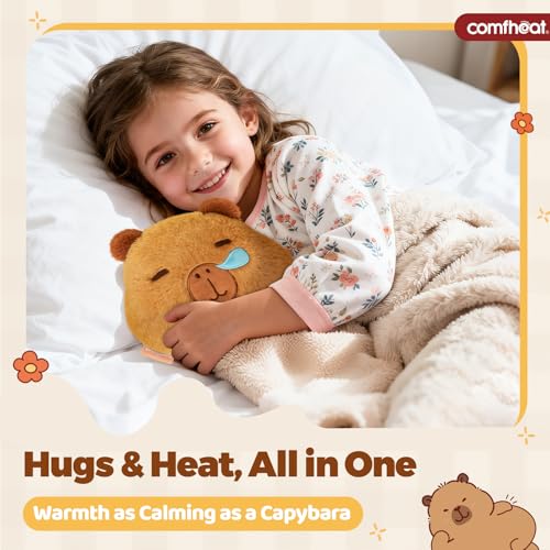 Image of Capybara Microwave Heating Pad for Pain Relief, Moist Heat Pack Unscented Hot Compress for Period Cramps, Shoulder, Muscles, Cute Stuffed Animal Heat Pad, Gift for Women Kids, Washable Cover