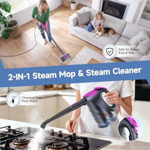 Image of Steam Mop & Detachable Handheld Steam Cleaner | 10s Fast Heat-Up, 248F Deep Cleaning, 8 Accessories, 320ml Tank with Swivel Head Mop for Car Accessories Floor Home, Gray